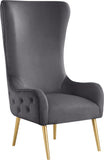 Alexander Velvet / Plywood / MDF / Metal Contemporary Grey Velvet Accent Chair - 27" W x 33" D x 51" H