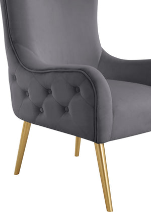 Alexander Velvet / Plywood / MDF / Metal Contemporary Grey Velvet Accent Chair - 27" W x 33" D x 51" H