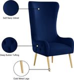 Alexander Velvet / Plywood / MDF / Metal Contemporary Navy Velvet Accent Chair - 27" W x 33" D x 51" H