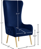 Alexander Velvet / Plywood / MDF / Metal Contemporary Navy Velvet Accent Chair - 27" W x 33" D x 51" H