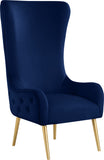 Alexander Velvet / Plywood / MDF / Metal Contemporary Navy Velvet Accent Chair - 27" W x 33" D x 51" H