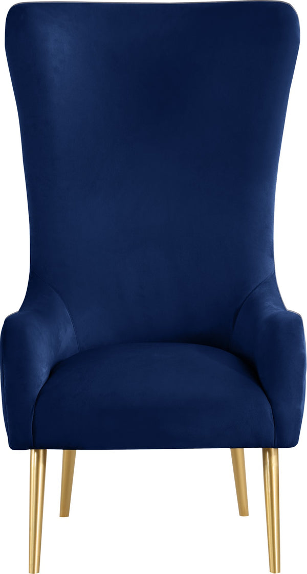 Alexander Velvet / Plywood / MDF / Metal Contemporary Navy Velvet Accent Chair - 27" W x 33" D x 51" H