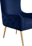 Alexander Velvet / Plywood / MDF / Metal Contemporary Navy Velvet Accent Chair - 27" W x 33" D x 51" H