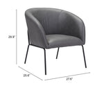 Zuo Modern Quinten 100% Polyester, Plywood, Steel Modern Commercial Grade Accent Chair Vintage Gray, Black 100% Polyester, Plywood, Steel