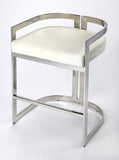 Clarence Silver & White Faux Leather Counter Stool