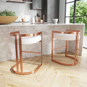 Butler Specialty Clarence Rose Gold & White Faux Leather Counter Stool 5377422