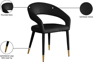 Destiny Velvet / Stainless Steel / Engineered Wood / Foam Contemporary Black Velvet Dining Chair - 23" W x 23" D x 31.5" H