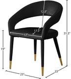 Destiny Velvet / Stainless Steel / Engineered Wood / Foam Contemporary Black Velvet Dining Chair - 23" W x 23" D x 31.5" H