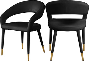 Destiny Velvet / Stainless Steel / Engineered Wood / Foam Contemporary Black Velvet Dining Chair - 23" W x 23" D x 31.5" H