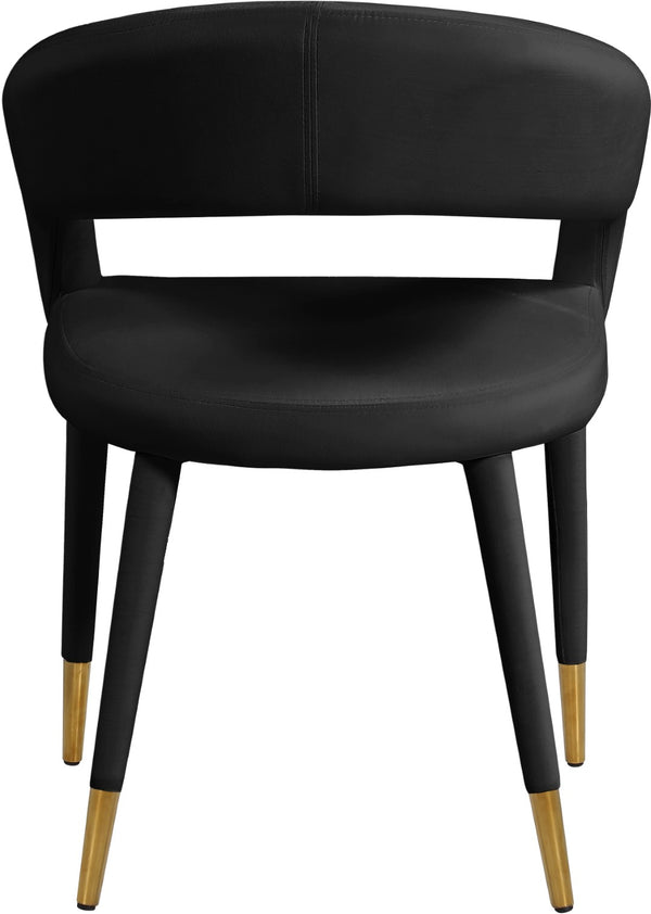 Destiny Velvet / Stainless Steel / Engineered Wood / Foam Contemporary Black Velvet Dining Chair - 23" W x 23" D x 31.5" H