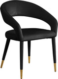 Destiny Velvet / Stainless Steel / Engineered Wood / Foam Contemporary Black Velvet Dining Chair - 23" W x 23" D x 31.5" H