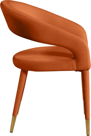 Destiny Velvet / Stainless Steel / Engineered Wood / Foam Contemporary Cognac Velvet Dining Chair - 23" W x 23" D x 31.5" H