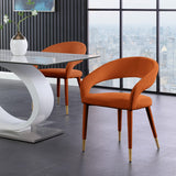 Destiny Velvet / Stainless Steel / Engineered Wood / Foam Contemporary Cognac Velvet Dining Chair - 23" W x 23" D x 31.5" H