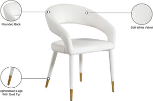 Destiny Velvet / Stainless Steel / Engineered Wood / Foam Contemporary Cream Velvet Dining Chair - 23" W x 23" D x 31.5" H