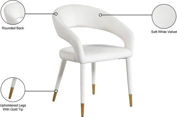 Destiny Velvet / Stainless Steel / Engineered Wood / Foam Contemporary Cream Velvet Dining Chair - 23" W x 23" D x 31.5" H