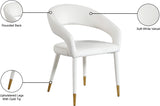 Destiny Velvet / Stainless Steel / Engineered Wood / Foam Contemporary Cream Velvet Dining Chair - 23" W x 23" D x 31.5" H