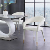 Destiny Velvet / Stainless Steel / Engineered Wood / Foam Contemporary Cream Velvet Dining Chair - 23" W x 23" D x 31.5" H