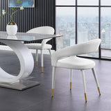 Destiny Velvet / Stainless Steel / Engineered Wood / Foam Contemporary Cream Velvet Dining Chair - 23" W x 23" D x 31.5" H