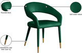 Destiny Velvet / Stainless Steel / Engineered Wood / Foam Contemporary Green Velvet Dining Chair - 23" W x 23" D x 31.5" H