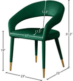 Destiny Velvet / Stainless Steel / Engineered Wood / Foam Contemporary Green Velvet Dining Chair - 23" W x 23" D x 31.5" H