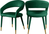 Destiny Velvet / Stainless Steel / Engineered Wood / Foam Contemporary Green Velvet Dining Chair - 23" W x 23" D x 31.5" H