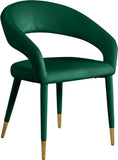 Destiny Velvet / Stainless Steel / Engineered Wood / Foam Contemporary Green Velvet Dining Chair - 23" W x 23" D x 31.5" H