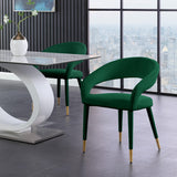 Destiny Velvet / Stainless Steel / Engineered Wood / Foam Contemporary Green Velvet Dining Chair - 23" W x 23" D x 31.5" H