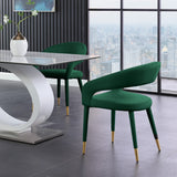 Destiny Velvet / Stainless Steel / Engineered Wood / Foam Contemporary Green Velvet Dining Chair - 23" W x 23" D x 31.5" H