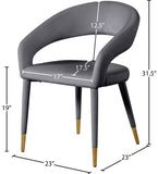 Destiny Velvet / Stainless Steel / Engineered Wood / Foam Contemporary Grey Velvet Dining Chair - 23" W x 23" D x 31.5" H