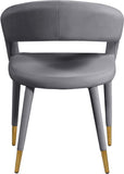 Destiny Velvet / Stainless Steel / Engineered Wood / Foam Contemporary Grey Velvet Dining Chair - 23" W x 23" D x 31.5" H