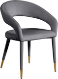 Destiny Velvet / Stainless Steel / Engineered Wood / Foam Contemporary Grey Velvet Dining Chair - 23" W x 23" D x 31.5" H