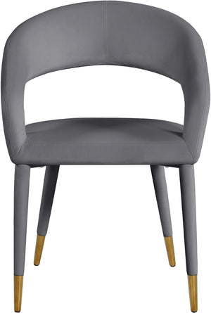Destiny Velvet / Stainless Steel / Engineered Wood / Foam Contemporary Grey Velvet Dining Chair - 23" W x 23" D x 31.5" H
