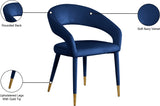 Destiny Velvet / Stainless Steel / Engineered Wood / Foam Contemporary Navy Velvet Dining Chair - 23" W x 23" D x 31.5" H