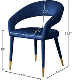 Destiny Velvet / Stainless Steel / Engineered Wood / Foam Contemporary Navy Velvet Dining Chair - 23" W x 23" D x 31.5" H