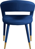 Destiny Velvet / Stainless Steel / Engineered Wood / Foam Contemporary Navy Velvet Dining Chair - 23" W x 23" D x 31.5" H