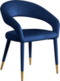 Destiny Velvet / Stainless Steel / Engineered Wood / Foam Contemporary Navy Velvet Dining Chair - 23" W x 23" D x 31.5" H