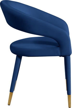 Destiny Velvet / Stainless Steel / Engineered Wood / Foam Contemporary Navy Velvet Dining Chair - 23" W x 23" D x 31.5" H