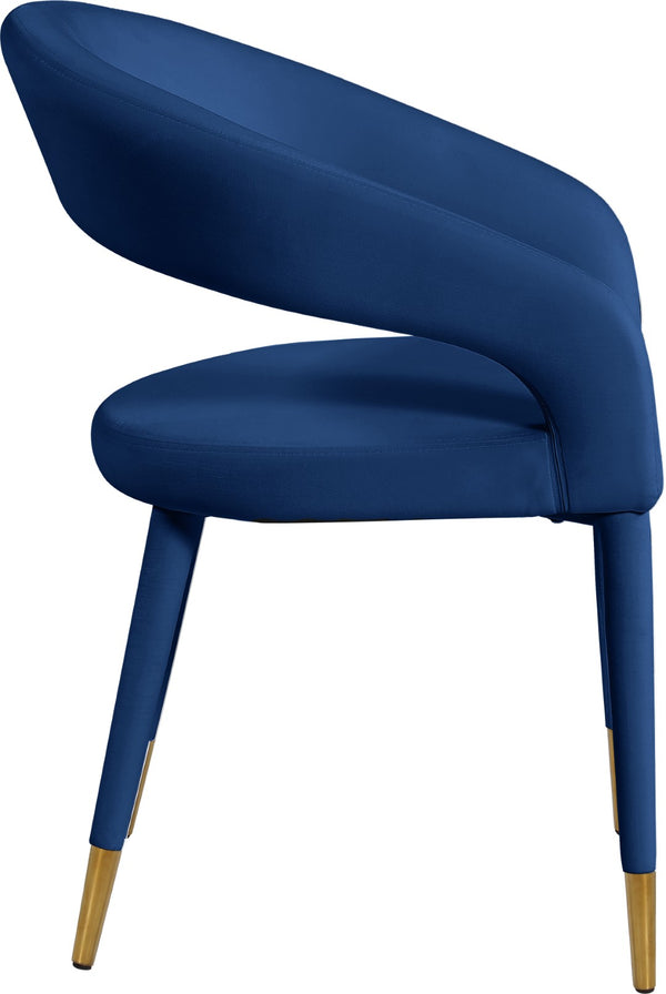 Destiny Velvet / Stainless Steel / Engineered Wood / Foam Contemporary Navy Velvet Dining Chair - 23" W x 23" D x 31.5" H