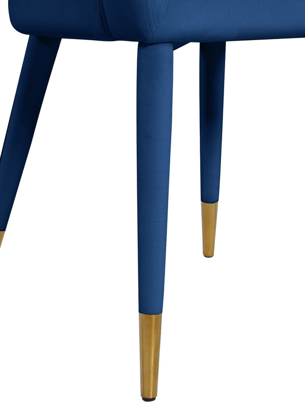 Destiny Velvet / Stainless Steel / Engineered Wood / Foam Contemporary Navy Velvet Dining Chair - 23" W x 23" D x 31.5" H