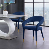 Destiny Velvet / Stainless Steel / Engineered Wood / Foam Contemporary Navy Velvet Dining Chair - 23" W x 23" D x 31.5" H