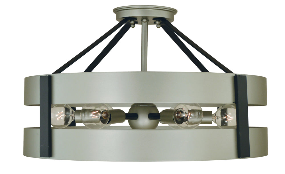 6-Light Satin Pewter/Matte Black Orion Flush / Semi-Flush Chandelier