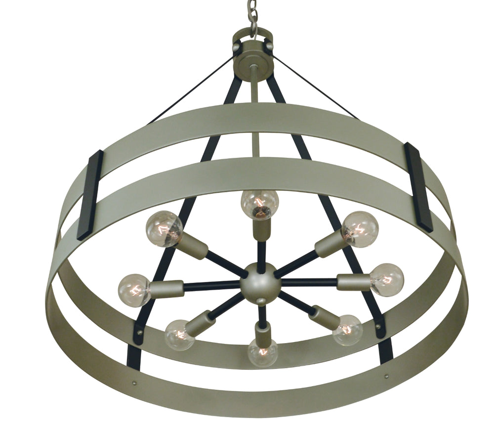 8-Light Satin Pewter/Matte Black Orion Dining Chandelier