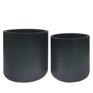 Sagebrook Home Contemporary Resin, Set of 2 -  13/16"d Round Nested Planters, Black 16822-03 Black Polyresin