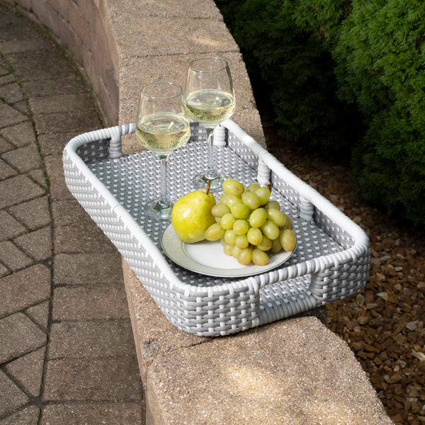 Butler Specialty Selena Grey & White Rattan Bar Cart 5397266