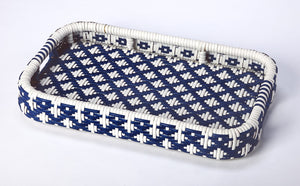 Butler Specialty Selena Blue & White Rattan Bar Cart 5397291