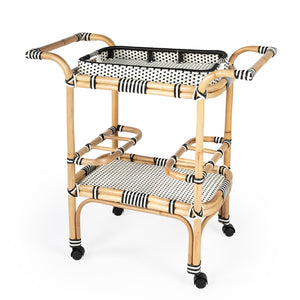 Butler Specialty Selena Black & White Rattan Bar Cart 5397295
