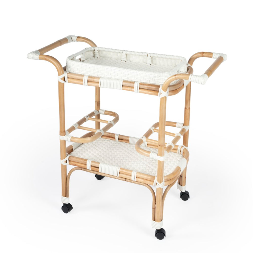 Butler Specialty Selena White Rattan Bar Cart 5397304
