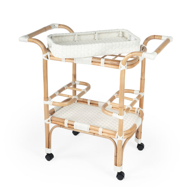 Butler Specialty Selena White Rattan Bar Cart 5397304