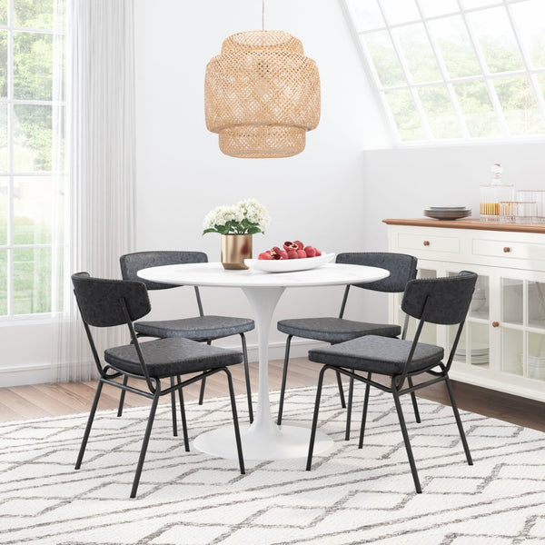 Zuo Modern Ellen 100% Polyurethane, Plywood, Steel Modern Commercial Grade Dining Chair Set - Set of 2 Vintage Black, Black 100% Polyurethane, Plywood, Steel