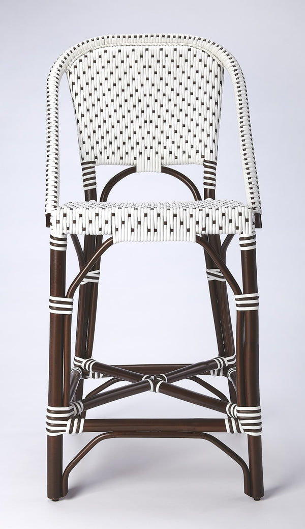 Butler Specialty Solstice White & Chocolate Rattan Counter Stool 5399354